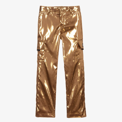 Shop Dolce & Gabbana Gold Cargo Logo Trousers