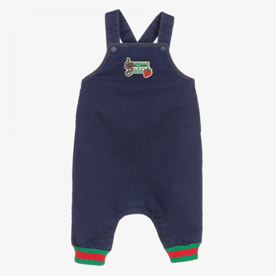 Shop Gucci Baby Boys Blue Dungarees