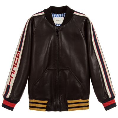 Kids Boys Black Leather Jacket