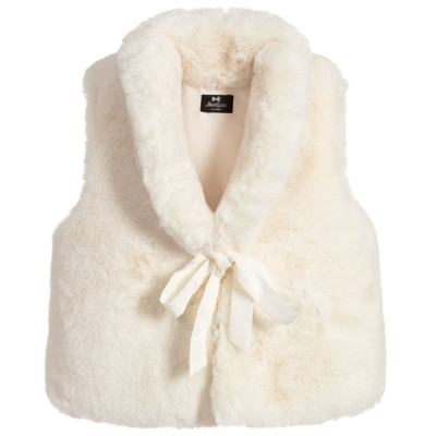 Shop Bowtique London Girls Ivory Faux Fur Gilet