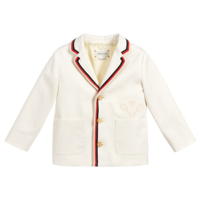 Shop Gucci Ivory Tennis Logo Blazer