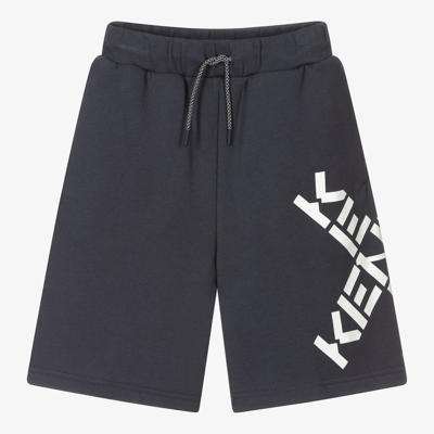 Shop Kenzo Boys Grey Cotton Logo Shorts