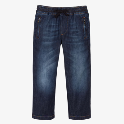Shop Dolce & Gabbana Boys Blue Pull-on Style Jeans