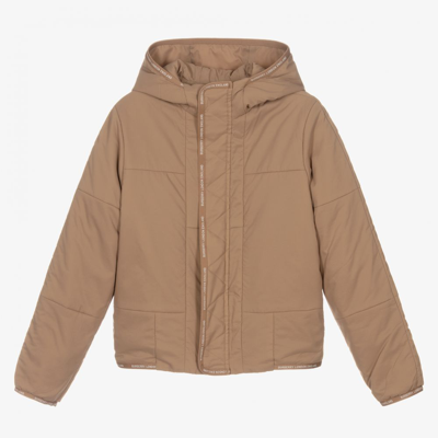 Shop Burberry Teen Boys Beige Hooded Jacket