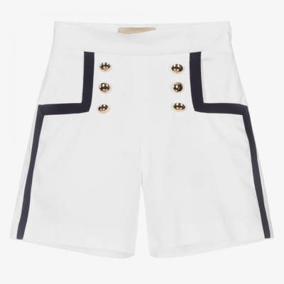 Shop Elie Saab Girls White Cotton Shorts