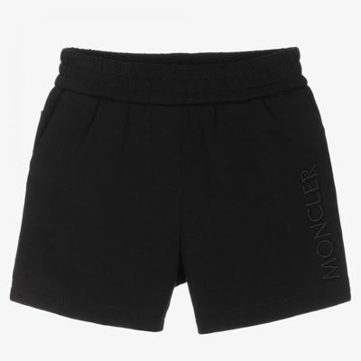 Shop Moncler Boys Black Cotton Logo Shorts