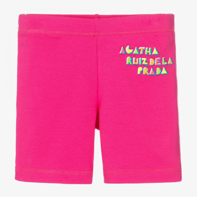 Shop Agatha Ruiz De La Prada Girls Pink Cotton Logo Shorts