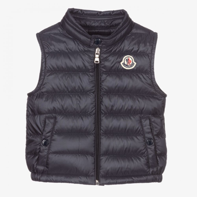 Shop Moncler Blue Down Padded Puffer Gilet
