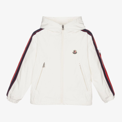 Shop Moncler Boys White Hooded Jacket