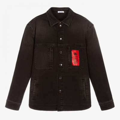Shop Dolce & Gabbana Teen Boys Black Denim Jacket