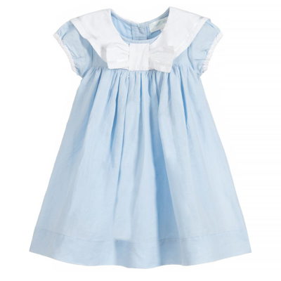 Shop Powell Craft Girls Blue Linen Sailor Dress