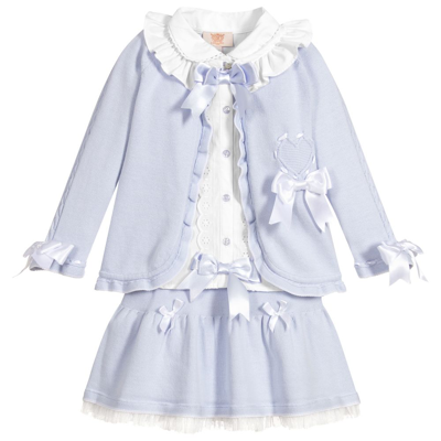Shop Caramelo Girls Pale Blue Knitted Skirt Set