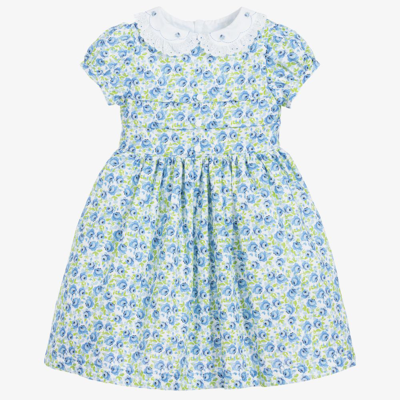 Shop Beatrice & George Girls Blue Floral Cotton Dress