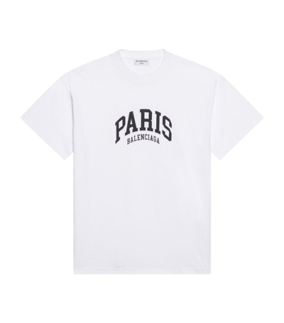 Shop Balenciaga Cities Paris T-shirt In White