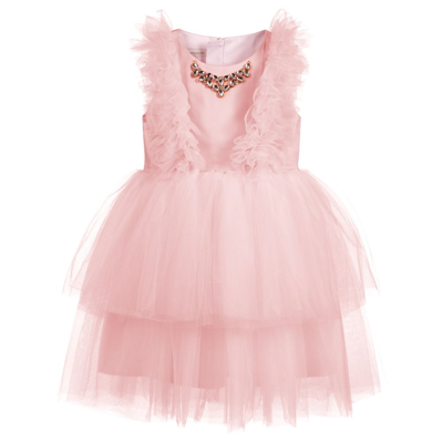Shop Childrensalon Occasions Girls Pink Jewelled Satin & Tulle Dress