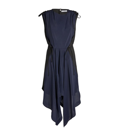 Shop Jw Anderson Cord-detail Asymmetric Dress In Navy