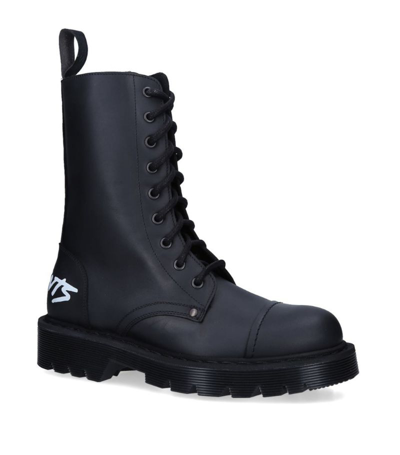 Shop Vetements Leather Military Boots In Black