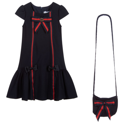 Shop Beau Kid Girls Navy Blue Dress & Bag Set