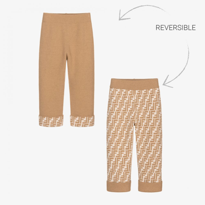Shop Fendi Beige Reversible Wool Trousers