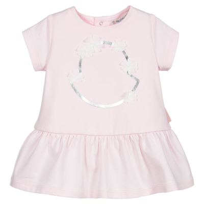Shop Moncler Baby Girls Pink Cotton Dress