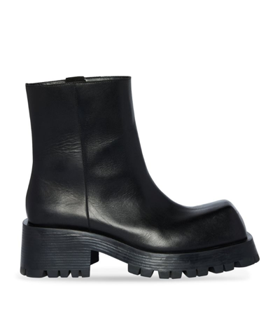 Shop Balenciaga Leather Trooper Boots In Black