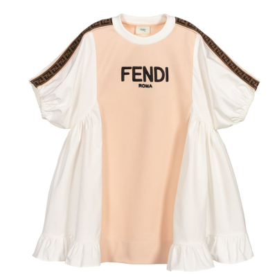 Shop Fendi Girls Pink Ff Logo Dress