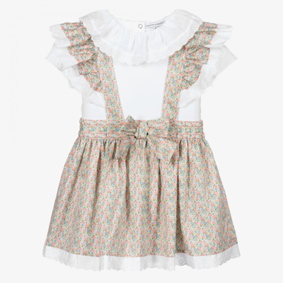 Shop Beatrice & George Girls Floral Skirt & Top Set In Green