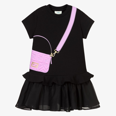 Shop Fendi Girls Black Baguette Bag Dress