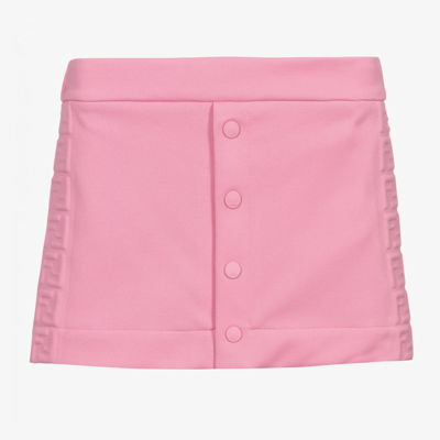 Shop Fendi Girls Pink Jersey Logo Skirt