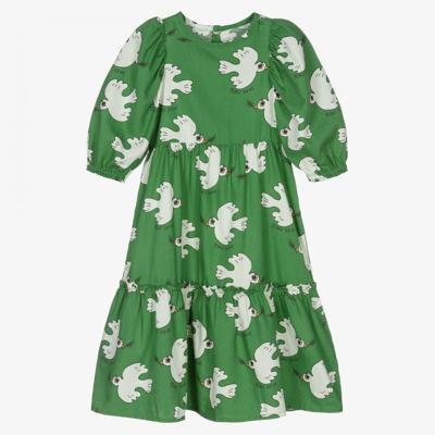 Shop Mini Rodini Girls Green Cotton Dove Dress