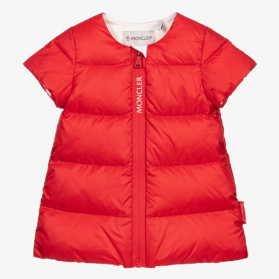 Shop Moncler Girls Red Down Padded Dress