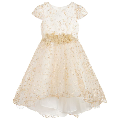 Shop Romano Princess Girls Ivory & Gold Tulle Dress