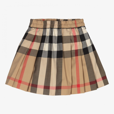 Shop Burberry Baby Girls Beige Check Skirt
