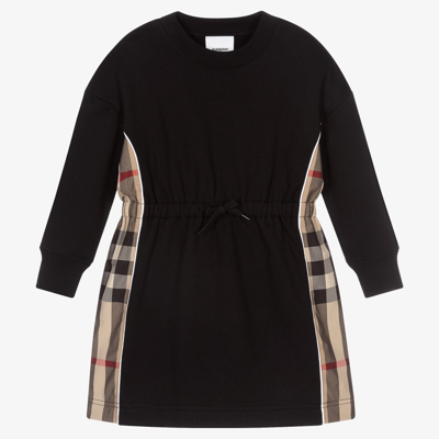 Shop Burberry Girls Black Cotton Dress