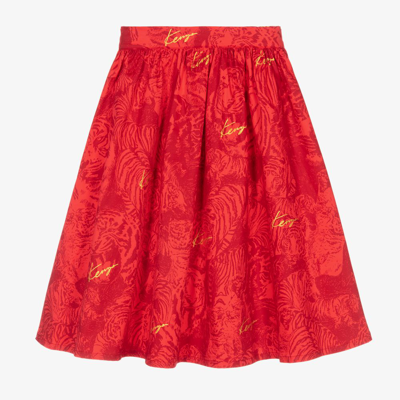 Shop Kenzo Kids Girls Red Tiger Cotton Skirt