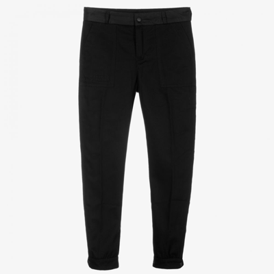 Shop Moncler Black Twill Trousers