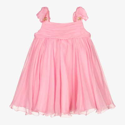 Shop Dolce & Gabbana Girls Pink Silk Chiffon Dress Set