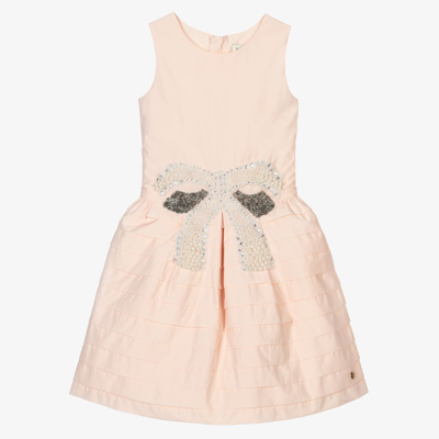 Shop Lanvin Girls Pink Beaded Bow Dress