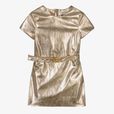 Shop Lanvin Girls Gold Faux Leather Dress