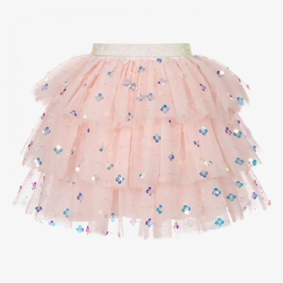 Shop Charabia Girls Pink Tulle Sequinned Skirt