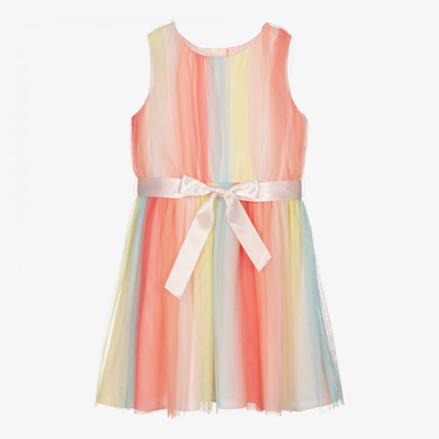 Shop Charabia Girls Colourful Tulle Dress In Pink