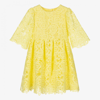 Shop Charabia Girls Yellow Lace Dress