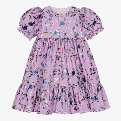 Shop Childrensalon Occasions Girls Lilac Floral Chiffon Dress In Purple