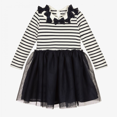 Shop Charabia Girls Blue Cotton & Tulle Dress