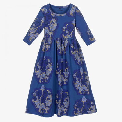 Shop Mini Rodini Girls Blue Cotton Dress