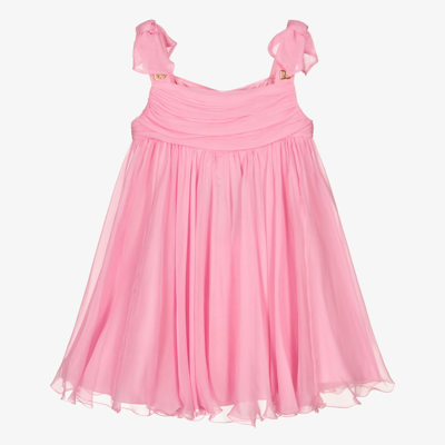 Shop Dolce & Gabbana Girls Pink Silk Dress