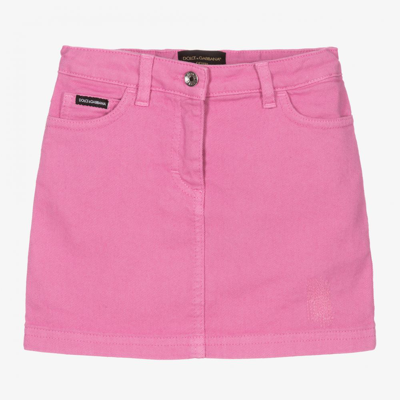 Shop Dolce & Gabbana Girls Pink Denim Skirt