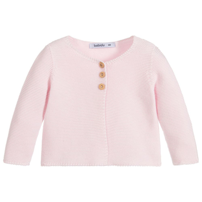 Shop Babidu Girls Pink Cotton Knit Cardigan