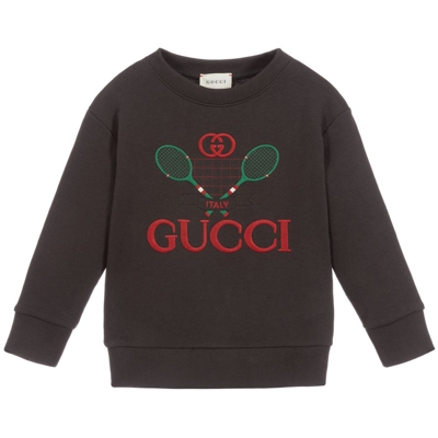 Shop Gucci Brown Cotton Tennis Sweatshirt