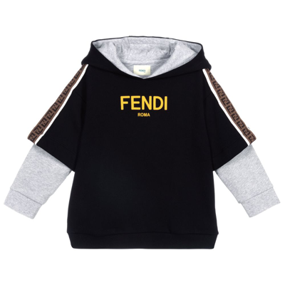 Shop Fendi Boys Black Cotton Logo Sweatshirt
